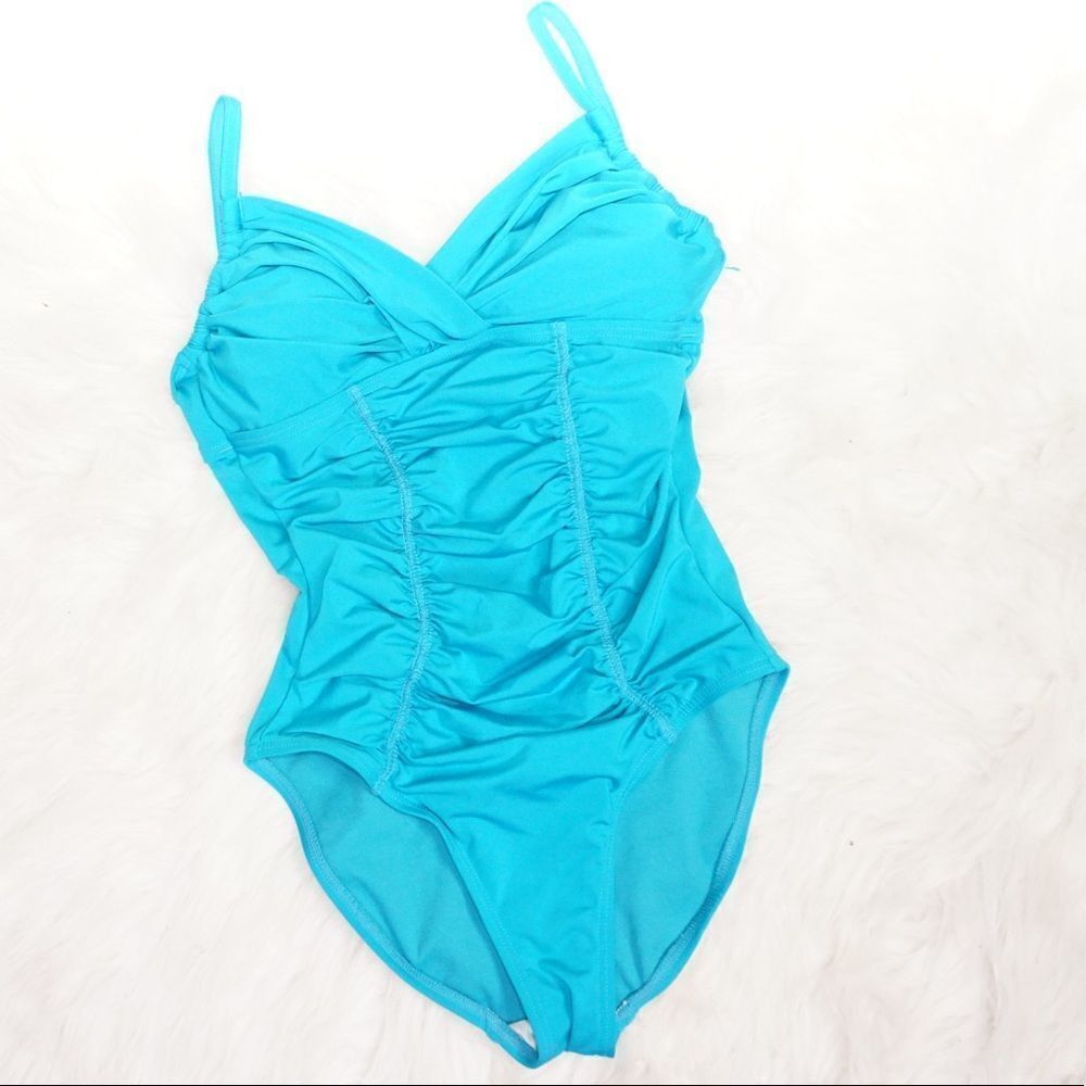 Kenneth Cole New York Blue One Piece Swimsuit, S